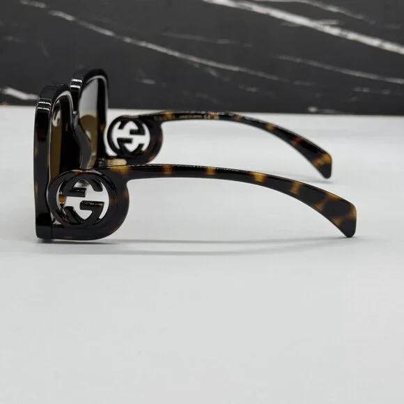 NEW GG1326S 007 GUCCI SUNGLASSES OVERSIZED DARK HAVANA WOMEN EYEWEAR GUCCI - Picture 8 of 12